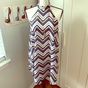 Chevron Mock Neck Dress